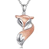 YAFEINI Fox Necklace 925 Sterling Silver Fox Pendant Animal Jewelry Gifts for Women and Mom
