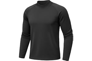 Gofeat Men's Thermal Underwear Long Sleeve Shirt Fleece Lined Mock Turtle Neck Winter Base Layer Undershirts