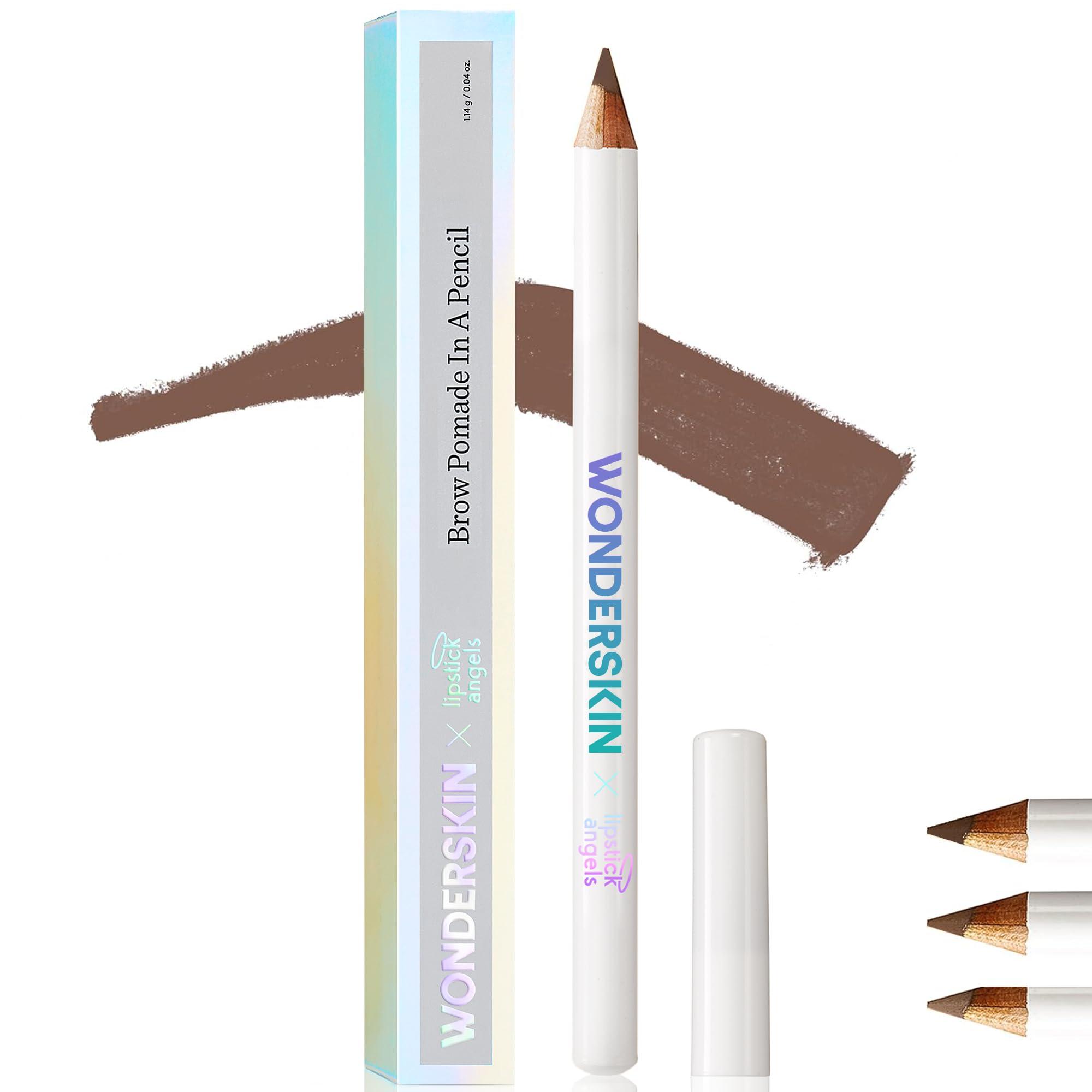 WONDERSKIN Eyebrow Pencil - Sharpenable Brow Pencil For Natural Looking Brows, Brown Eye Makeup, Long Lasting Eyebrow Pomade (Brunette)