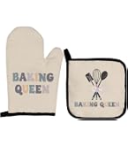 Baking Queen Oven Mitts & Pot Holders Set Of 2 – Heat Resistant Kitchen Gift