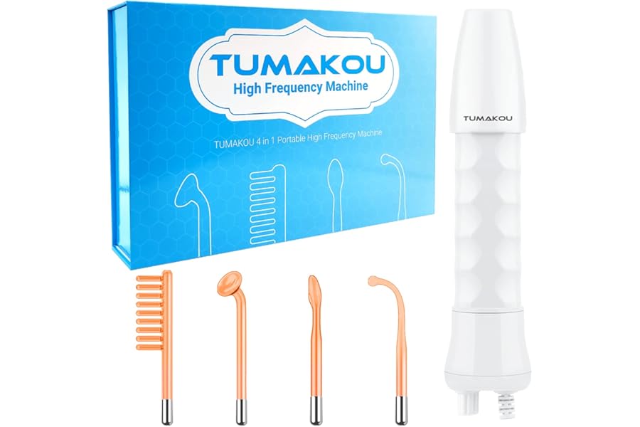 High Frequency Facial Machine – TUMAKOU Portable Handheld High Frequency Facial Skin Wand Machine with 4 Different Tubes