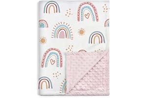 SANDJEST Rainbow Kid Blanket for Girls - 30 x 40 Kids Minky Blanket - Gifts for Kids on Birthday Christmas Nursery Bedroom Decor