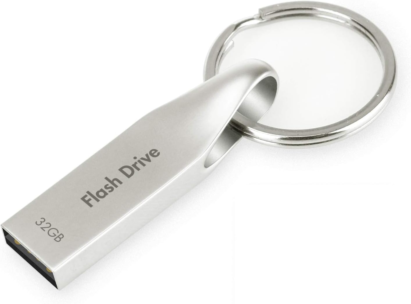 Metal USB Flash Drive 32 GB 2.0 - Silver with Key Ring