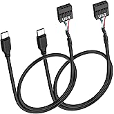 XMSJSIY Motherboard USB 9 Pin Header to USB C Adapter Cable- 2PCS | 26AWG USB Type-C Male to Dupont 4 Pin Female Mainboard Data Cord for Chassis Motherboard Graphics Card -50CM/1.6FT