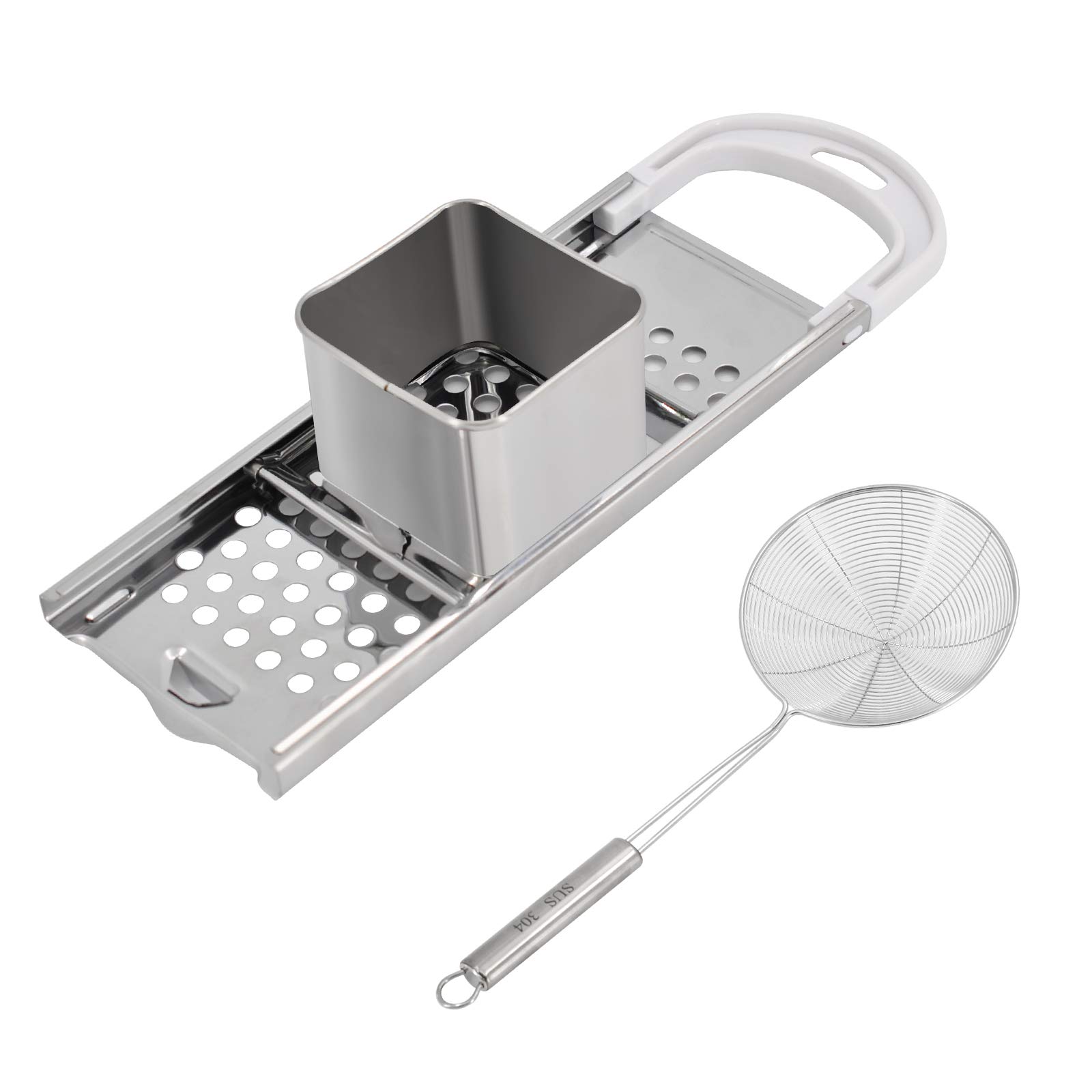 Spaetzle Maker with Rubber Handle and 304 Stainless Steel Skimmer Homemade, Gnocchi Maker for Pots and Pans Making Tool by Poweka