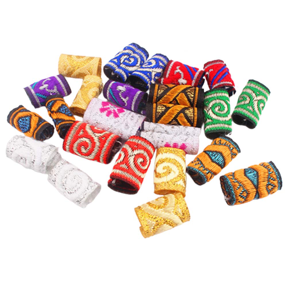 Lurrose 15pcs Fabric Dreadlock Beads Hair Braid Rings Hair Cuffs Braiding Beads for Accessory
