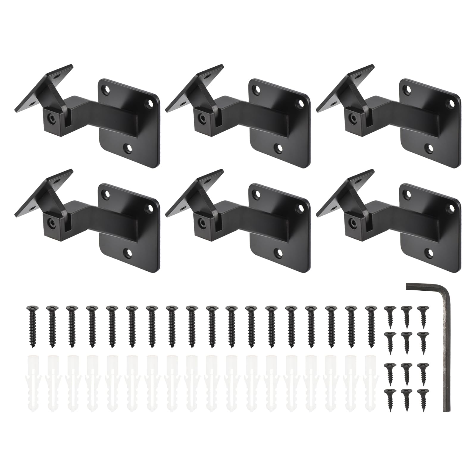 uxcell Black Swivel Hand Rail Brackets Adjustable Square Hand Rail Brackets for Staircase Stair (6pcs)