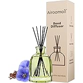 Airoomoil Clean Linen Reed Diffuser Set with Fiber Sticks, 5.07 oz / 150 ml, Subtle Long-Lasting Home Fragrance for Bathroom, Bedroom & Office, No Flame No Plug Decorative Oil Diffuser