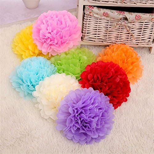 Juenana 25cm 10 pcs Tissue Paper Pom Poms Flower Balls Outdoor Home Wedding Party