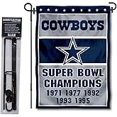 Dallas Cowboys 5 Time Champions Garden Flag and Pole Stand Holder