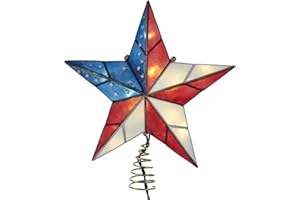 Kurt Adler Lighted American Flag Star Christmas Tree Topper