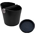 HOMEE Coffee Knock Box with Silicone Tamper Mat,4.8in Barista Style Espresso Grounds Knock Box with Removable Heavy-Duty Metal Knock Bar and Non-Slip Base,Equipped Espresso Silicone Round Tamper Mat