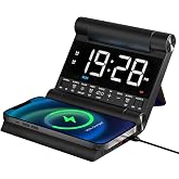 CHOUYONL Wireless Charging Alarm Clock with Heavy Sleepers for Bedroom | LED Loud Digital Clock, Build-in Battery, 4-Level Brightness, 6-Vol, 8-Ringtones, Ideal Gift for Teens, Travel, Adults