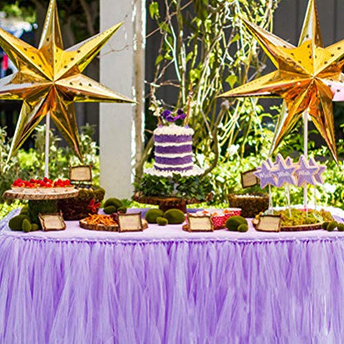 Tutu Table Skirt, Vankcp 3ft Tulle Table Cover Purple Tableware for Party Wedding Birthday Baby Shower Decoration