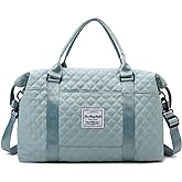 Keoferlo Quilted Travel Bag Overnight Gym Tote Duffel Carry On Blue Traveling Weekend Sports Bag for Women
