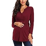 Glampunch Womens Maternity Shirts Short/&Long Sleeve V-Neck Comformation Cute Maternity Tops