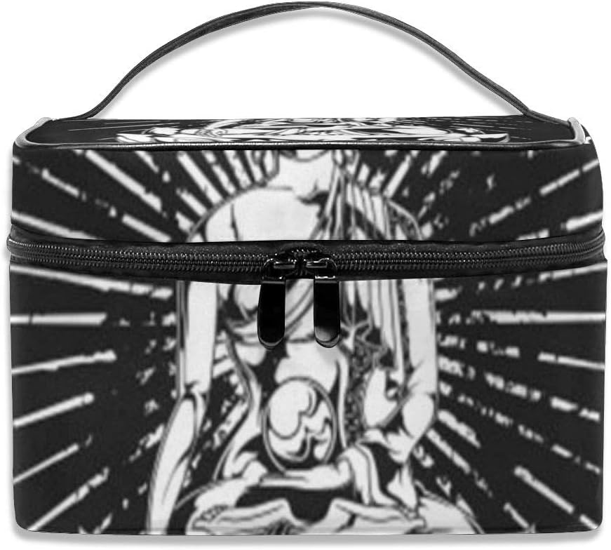 Denim09 Go Buddha Travel Makeup Case,Portable Cosmetic Toiletry Bag Organizer Makeup Boxes with Mesh Pockets