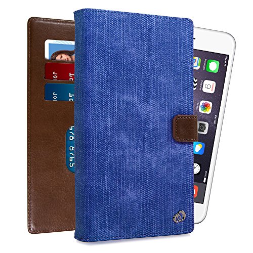 Kroo Universal Large Smartphone Folio Case with Rear Camera Slide for Phone Screen Size up to 6.3" - Blue - Thumbnail 7