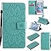 For iPhone 6 / 6S Wallet Case [NOT FOR iphone 6 plus], Sun Pattern Embossed PU Leather Magnetic Flip Cover Card Holders & Hand Strap Wallet Purse Case for iPhone 6 / 6S [4.7 Inch] - Green