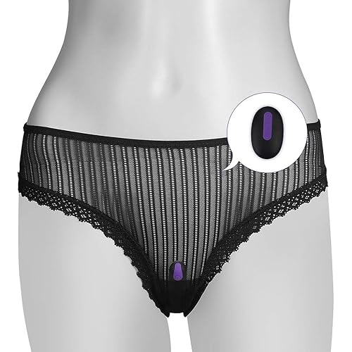 sexy vibrating panties CROTCHLESS VIBRATING PANTIES W PLEASURE BEADS BLACK S/M - Romantic Depot main image 0
