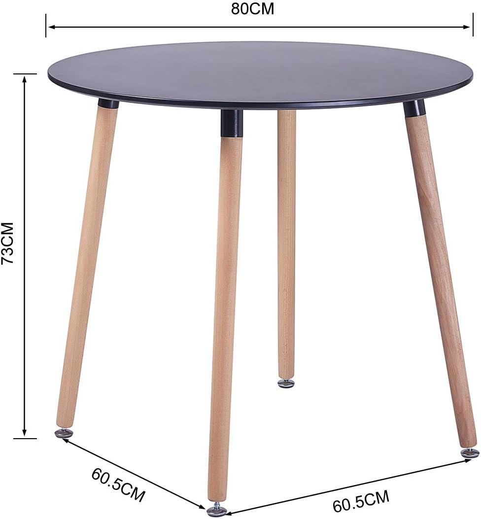80cm Cocina Moderna Negra Comedor Pequeña Mesa De Centro De Madera Ocio