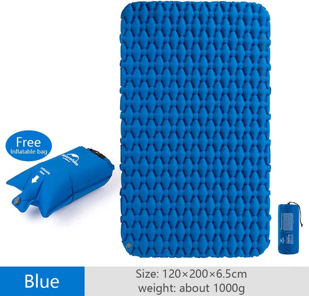 iBasingo Inflatable Mat Camping Tent Air Mat Outdoor Picnic TPU Double Sleeping Pad Ultralight Moisture-proof Cushion Air Mattress with Pillow Air Bag