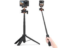 VRIG Action Camera Selfie Stick Tripod for DJI Osmo Nano/Action 6, Dual-Direction Magnetic Quick Release Adapter 360° Ball He