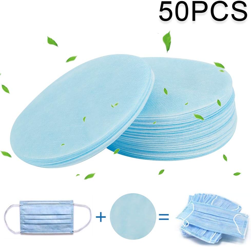 50 Pcs Face M-a-s-k Filter Pad, 3- Layer Dust Filter Replacement, Disposable Non-Woven M-a-s-k Gasket, Easy-Breathe Dustproof M-a-s-k Padding for Outdoor Activities Use