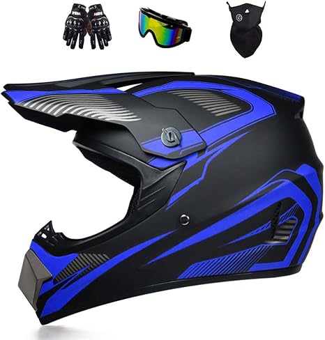 Blue Dirt Bike Helmets Clearance, 55 