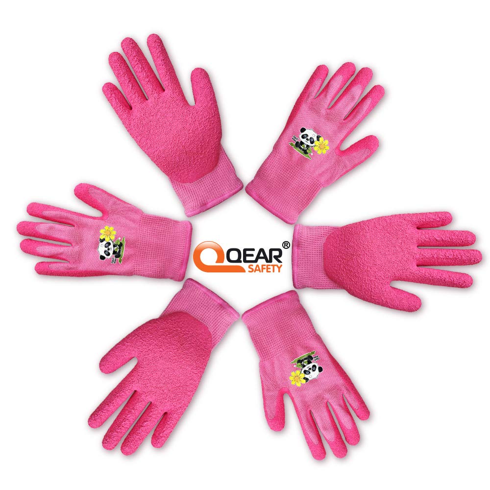 QEARSAFETY 1Pair Junior/Preteen 10-13 Years Girl Pink Garden Work Gloves, DIY, Outdoor - Image 5