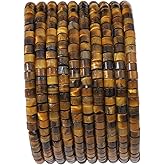 BEADIA Natural Yellow Tiger Eye Short Cylinder Beads 2x3mm 155pcs Tube Loose Semi Gemstone Beads for Jewelry Making Design