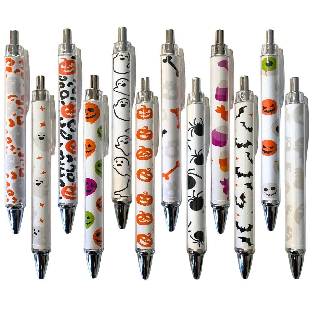 Photo 1 of Halloween Pens 12PC Ghost Pumpkin Bat Spider Fine Point Black Ink Pen Set for Kids Teacher Nurse School Office Supplies Journaling Cute Fancy Novelty Skull Decorations Fun Writing Party Favors Gifts