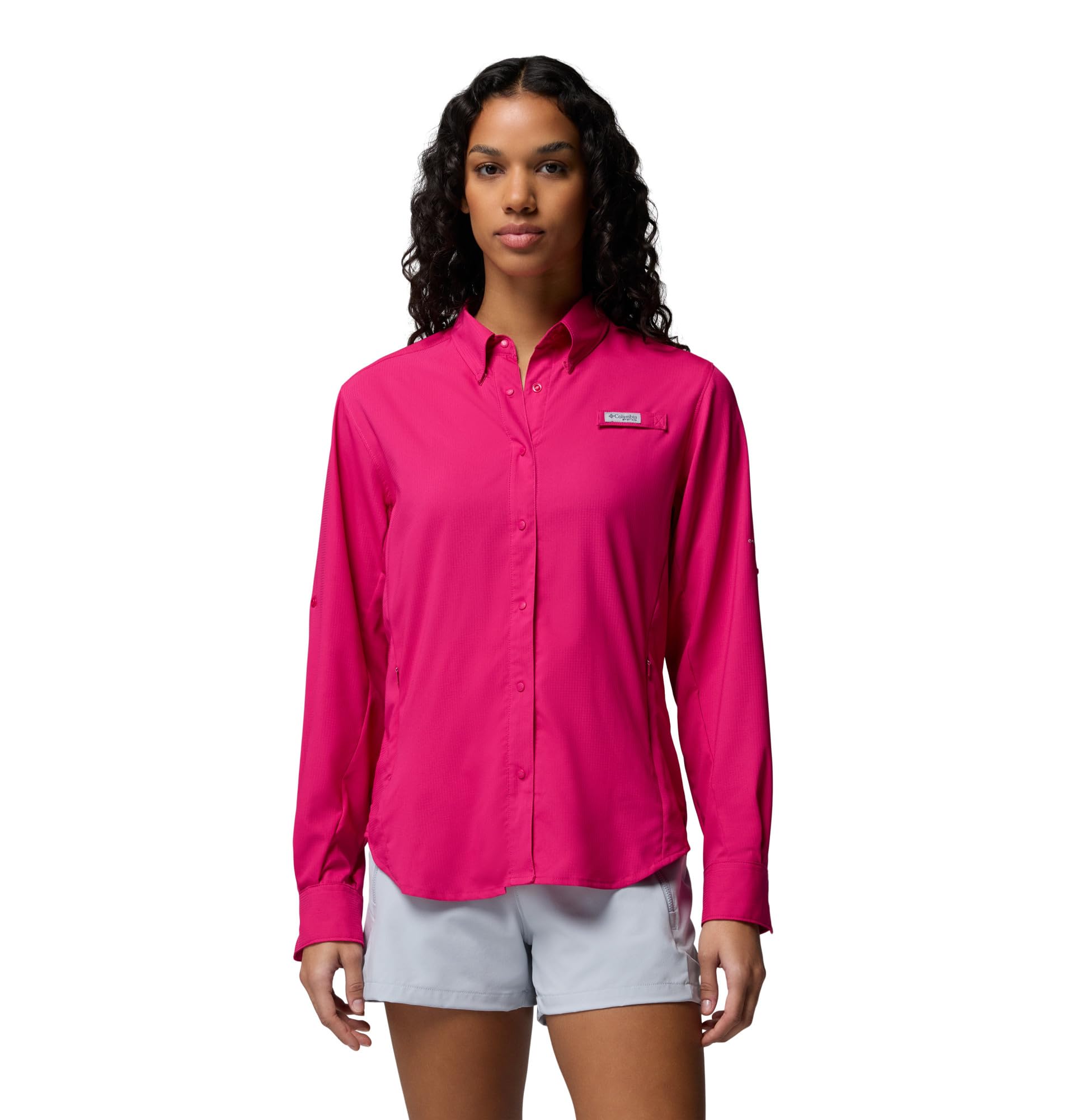 Columbia Women's PFG Tamiami II Long Sleeve Fishing Shirt, Guava Pink, X-Large Image