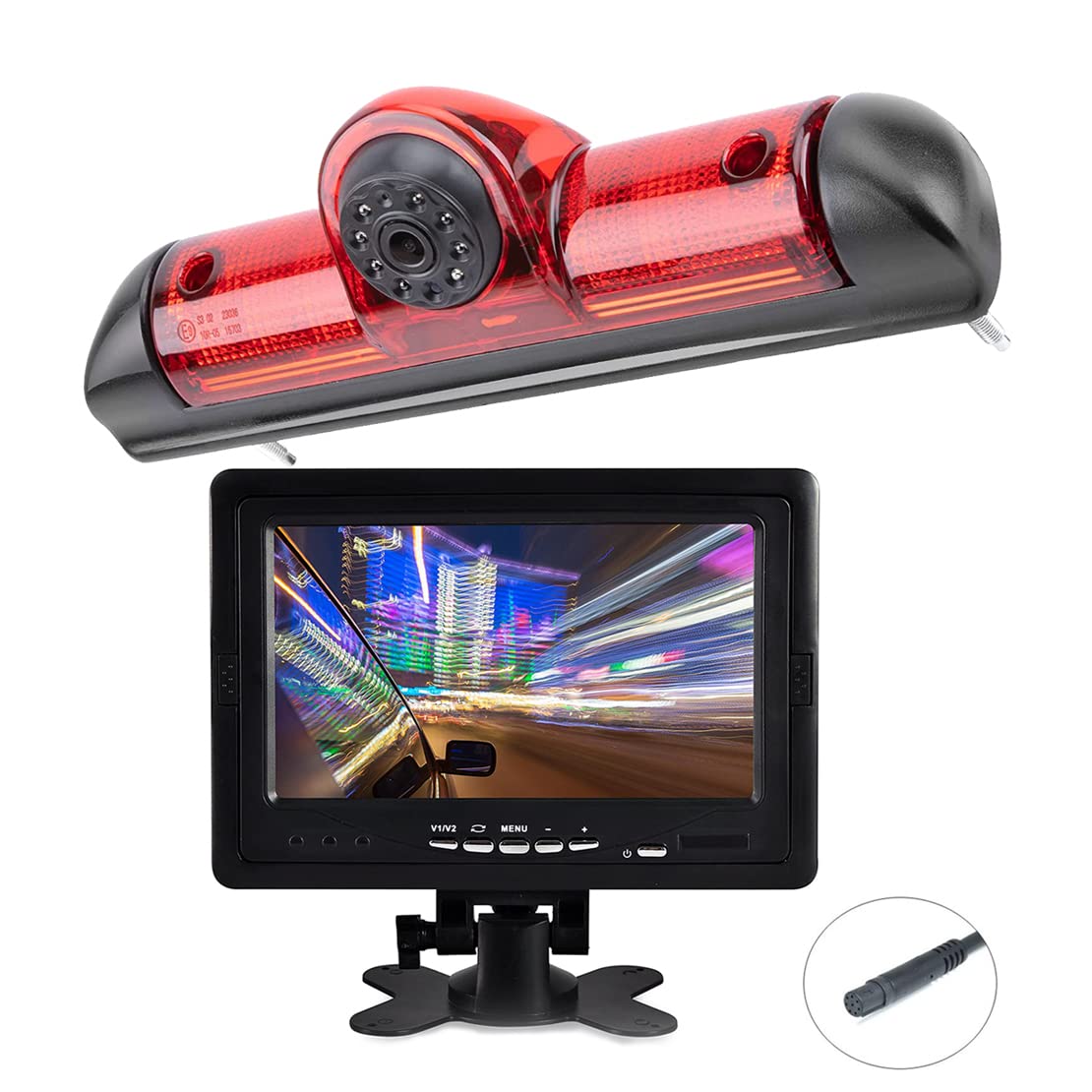 Third Brake Light Rear View Parking Camera IR Night Vision with 7 Inches TFT Color LCDOn-Dash Monitor for Van Fiat Ducato X250 X290 2006-2020/Peugeot Boxter 2006-2020/Citroen Jumper 2006-2020