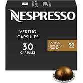 Nespresso Vertuo, Double Espresso Chiaro, Dark Roast, 30-Count Pods | Dark-Roast Coffee Capsules, Intense woody notes with creamy caramel