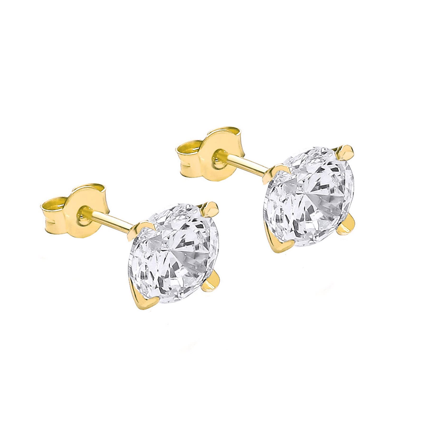CARISSIMA Women's 18 ct Yellow Gold 8 mm Round Cubic Zirconia Stud Earrings