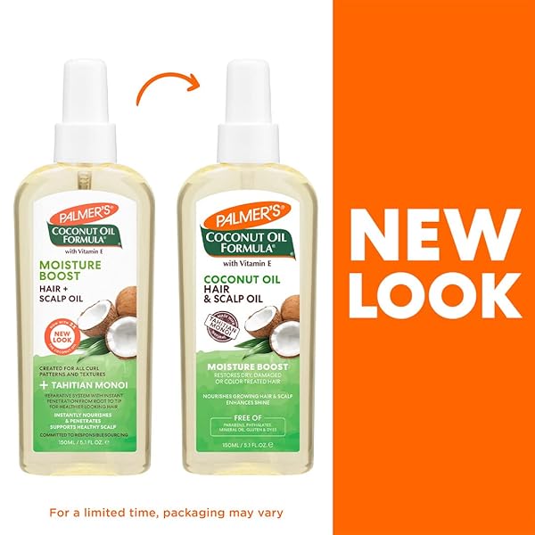 PALMER’S COCONUT OIL MOISTURE BOOST, RESTORATIVE HAIR AND SCALP OIL SPRAY, LASTING HYDRATION AND SHINE FOR DRY OR DAMAGED HAIR, PROMOTES SCALP HEALTH, 5.1 OZ