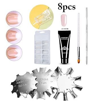 Kapmore Nail Art Kit Includes Poly Gel Form Stencil, Multicolor