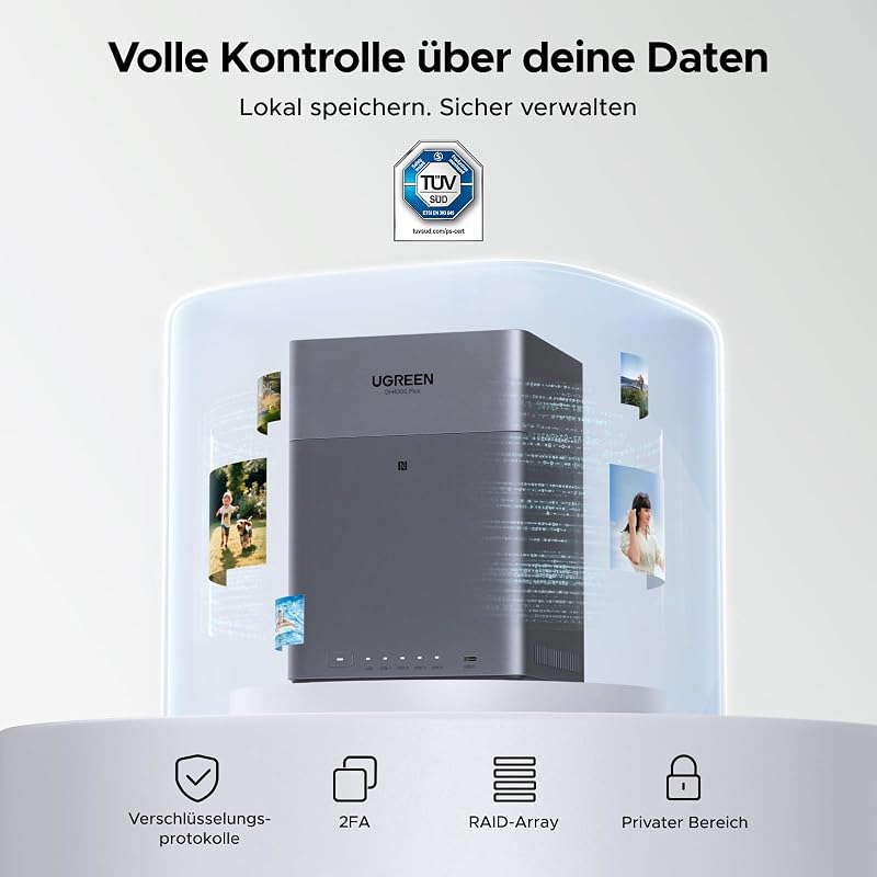 NASync DH4300 Plus 4 Bay NAS für Zuhause, Büro und Teams (ohne HDD)