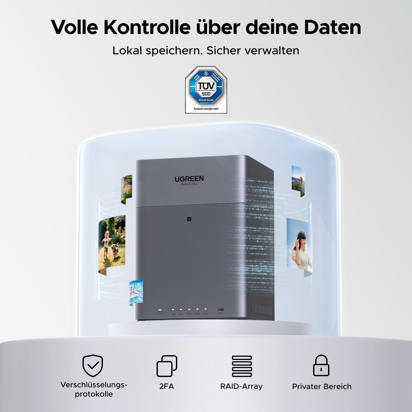 UGREEN NASync DH4300 Plus 4 Bay NAS für Zuhause, Büro und Teams (ohne HDD) 7