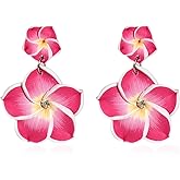 Multicolor Plumeria Rubra Flower Dangle Earrings Hawaiian Tropical Flower Bohemia Luau Beach Party Drop Stud Accessories for Women