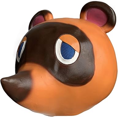 Download Amazon Com Tom Nook Latex Mask Animal Crossing Novelty Tanuki Raccoon Costume Halloween Cosplay Props Yellow Clothing