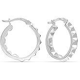 LeCalla Real 925 Sterling Silver Hoop Earrings | Women's Chunky Statement Twisted Hoop Earrings | Lightweight Click-Top Earring Hoops | Italian Design Shrimp Earring for Jewelry Gifts