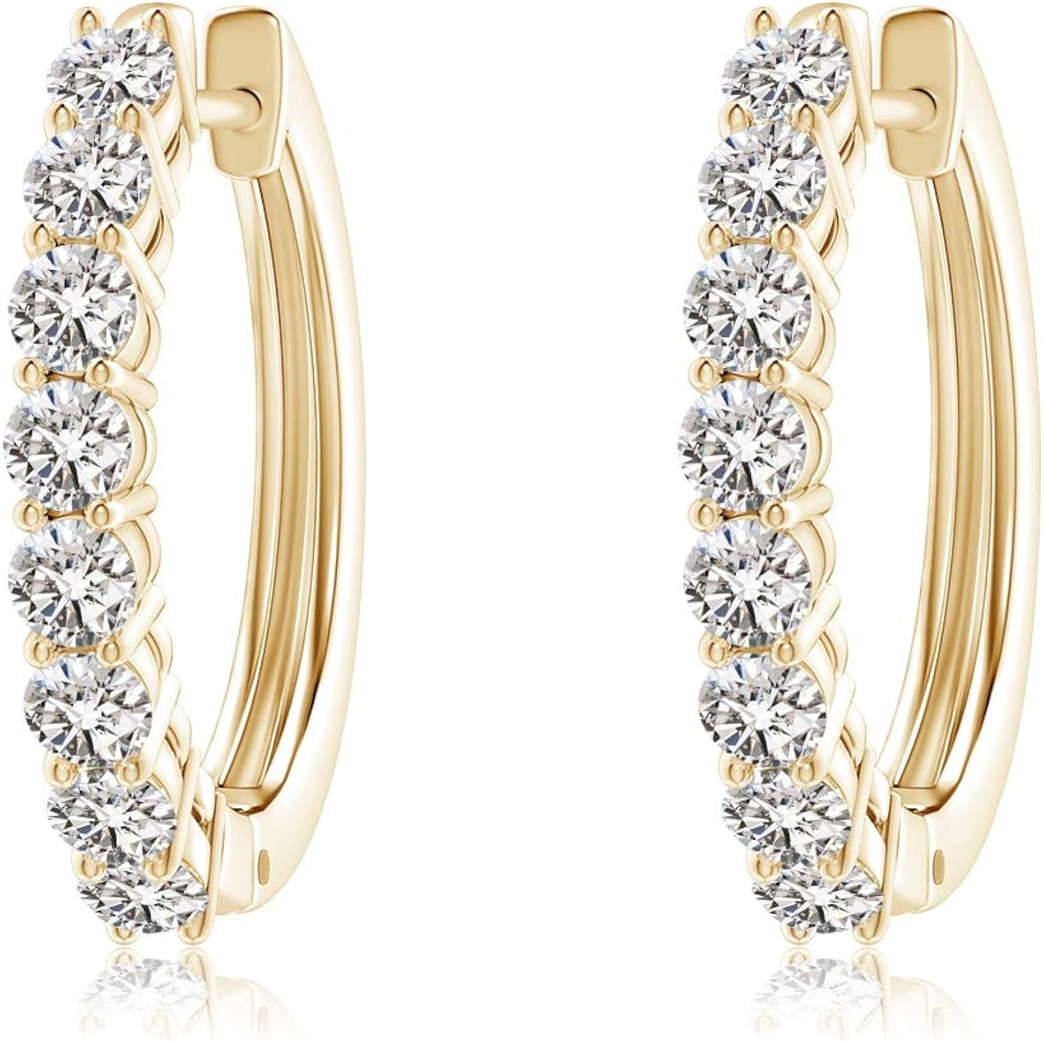 AirlineSet Diamond Hinged Hoop Earrings in 14K Yellow Gold (2.3mm