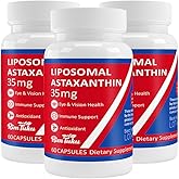 35mg Liposomal Astaxanthin Supplement - Powerful Antioxidant Support for Skin, Joint & Eye Health - Natural Anti-Aging Formula with Pure Astaxanthin - Vegan, Non-GMO, 180 Capsules