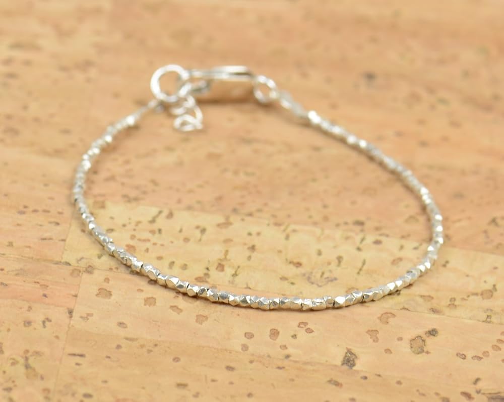 Sterling silver tiny beads bracelet Handmade