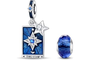HappyStar 925 Sterling Silver Travel Charms for Bracelets,Tarot Cards Dangle Pendant Bead Charm Compatible Pandora Bracelet J