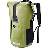 SEPEAK 35L Waterproof Dry Bag Backpack IPX6, Roll-Top Closure Bag Boating & Kayak Accessories - Essentials for Camping Swimming Beach Fishing Rafting Travel,Green