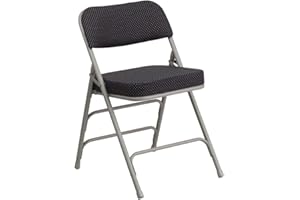 Flash Furniture HERCULES Series Premium Curved Triple Braced & Double Hinged Black Pin-Dot Fabric Metal Folding Chair