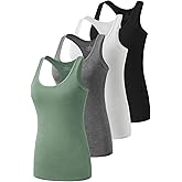 Star Vibe Racerback Workout Tank Tops for Women Basic Athletic Tanks Yoga Shirt Sleeveless Exercise Tops 4 Pack